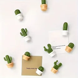 6pcs Adorable Cactus Fridge Magnets - Cartoon Plant Design, Durable ABS Material, Oval Shape for Kitchen & Dining Decor