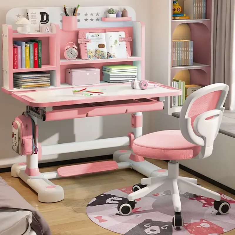 Adjustable Kids Study Desk and Chair Set Ergonomic Student Writing Table for Children Home Learning Furniture
