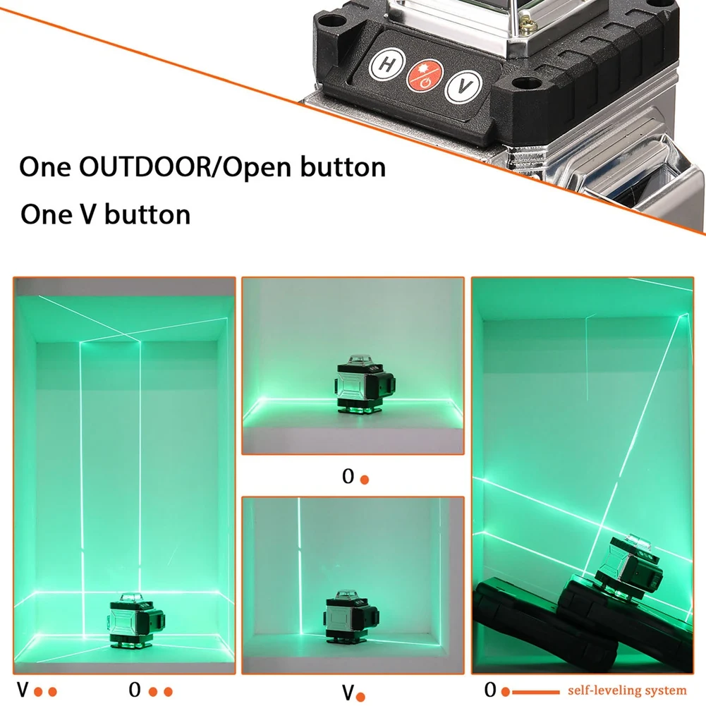 4D 16 Lines Laser-Level 360 Self-Leveling Function Ground Wall Sticker Vertical Horizontal Oblique Line