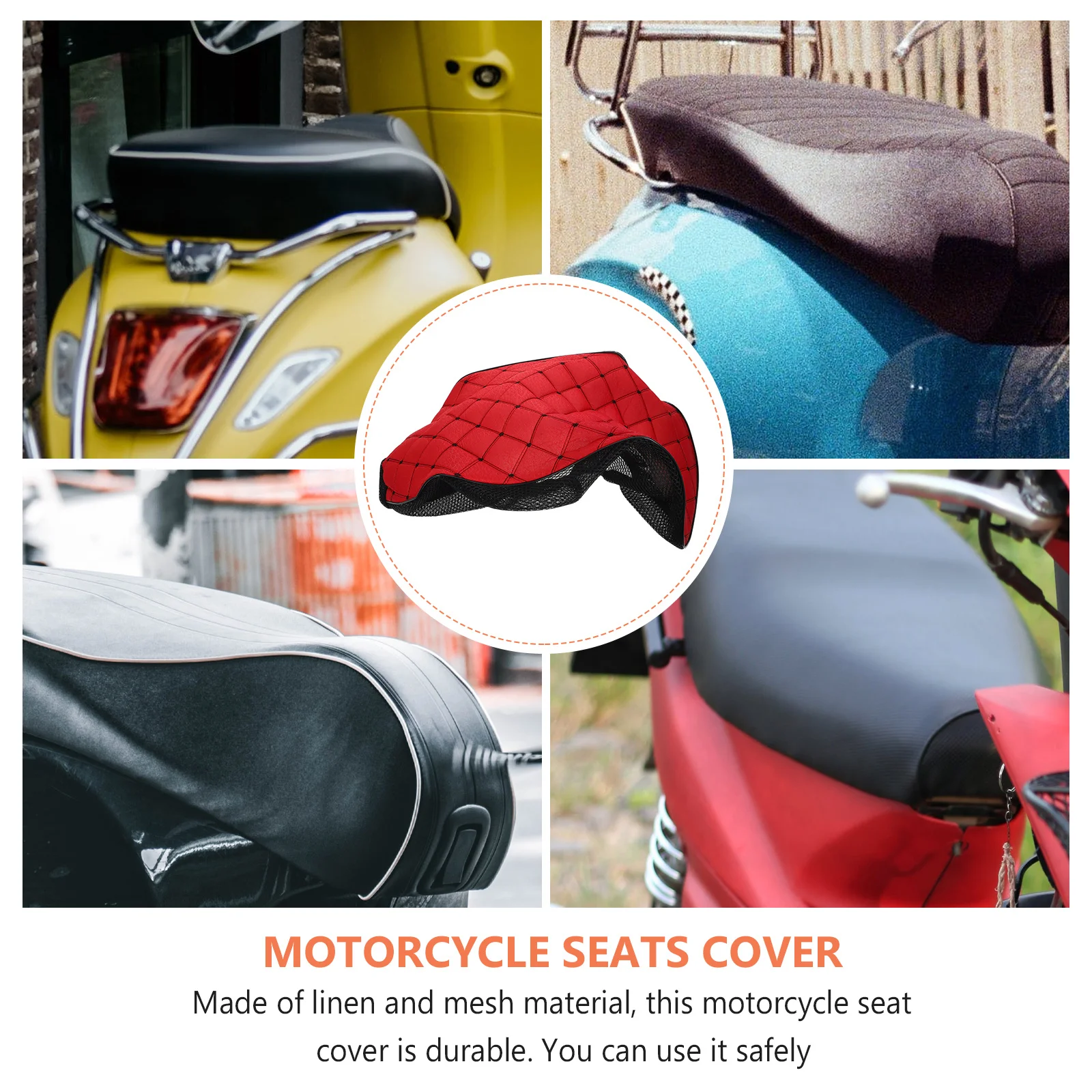 

Seat Cushion Cover Motorcycle Waterproof Uv Resistant Linen Mesh Material Anti-Slip Design for Motorbike Scooter Vibration