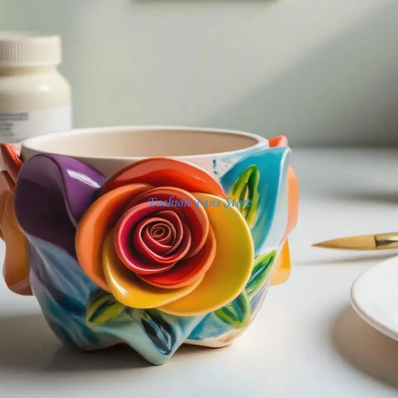 قالب وعاء الزهور السيليكون المرن لمزارعي الخرسانة اليدوية وحرف صنع الشموع