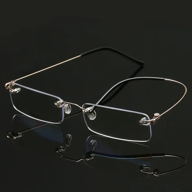 Fashion Rimless Anti-blue Reading Glasses Men Anti-fatigue Presbyopic Glasses with Case Blue Light Computer Grade Glasses Women