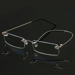 Fashion Rimless Anti-blue Reading Glasses Men Anti-fatigue Presbyopic Glasses with Case Blue Light Computer Grade Glasses Women