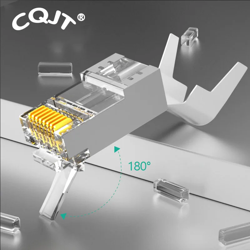 RJ45 Connector Network Cable 1000M 100pcs Dovetail Cat7 Plug Gold-plated Shielded FTP 8P8C Crimp