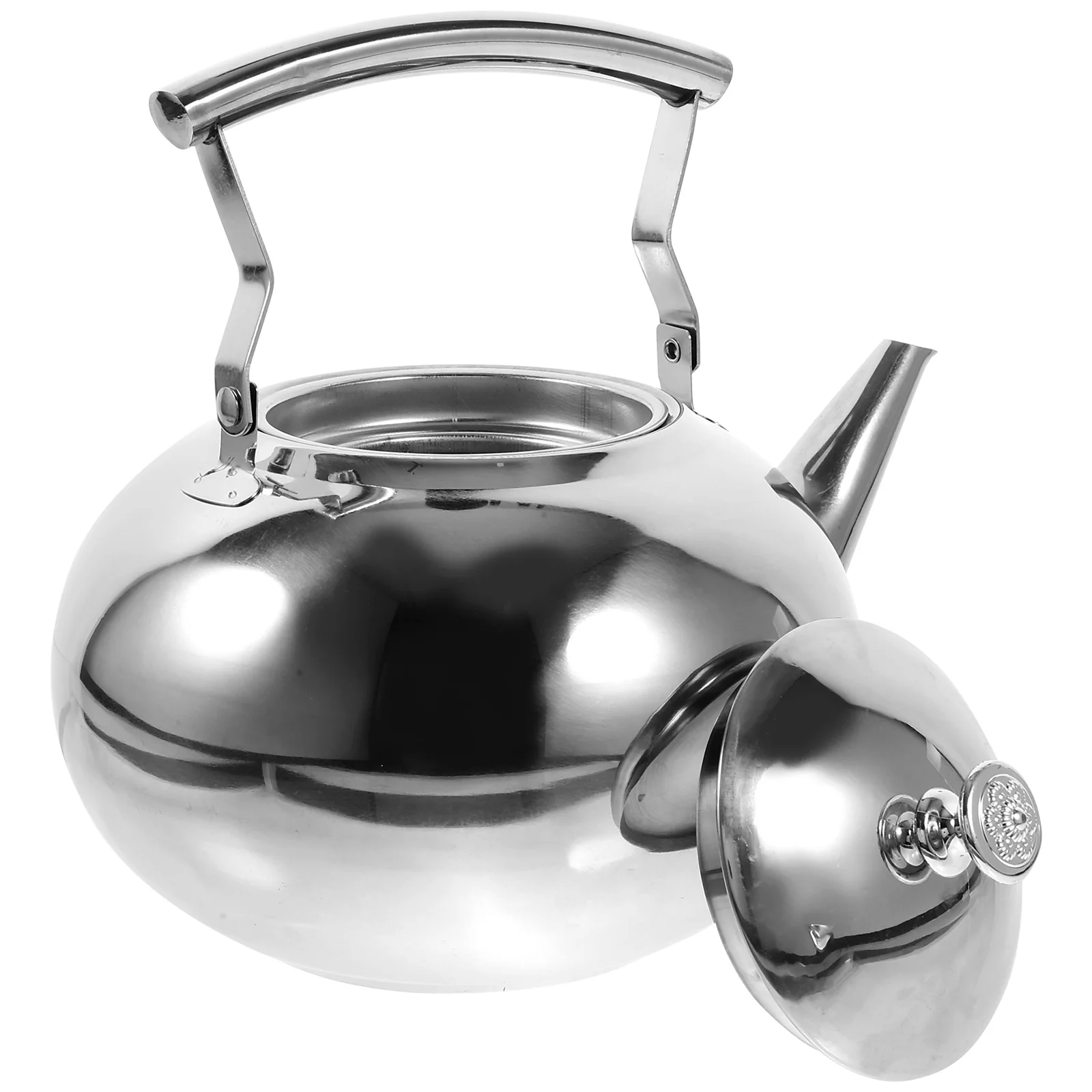 

Stainless Steel Kettle With Strainer Heat Cold Resistant Portable Lightweight Tea Coffee Oatmeal Soup Gas Stove Use