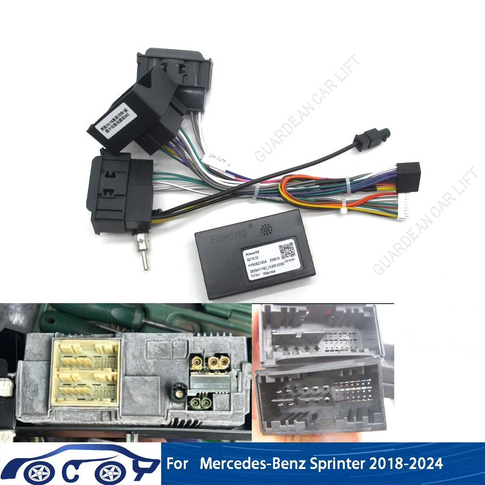 Adaptador de arnés de cableado de Audio de 16 pines para mercedes-benz Sprinter 2018-2024 con unidad principal CANBUS Box 2DIN enchufe estéreo Android