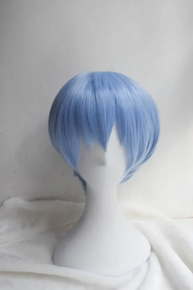 Rei Ayanami Cosplay Wigs 30cm Short Light Blue Party Synthetic Hair