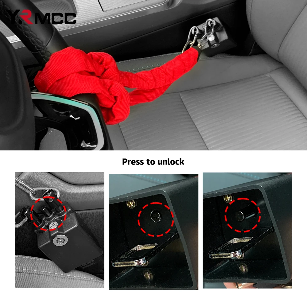Car Steering Wheel Lock with Seat Belt Buckles Sturdy Lock Universal Theft Prevention Anti Theft Lock Tools for Car Accessories