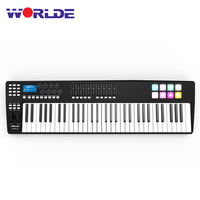 WORLDE PANDA61 Portable 61-Key USB MIDI Keyboard Controller 8 RGB Colorful Backlit Trigger Pads with USB Cable