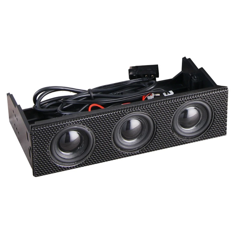 Black Stereo Surround Speaker PC Front Panel Computer for Case Built-in Mic Music Loudspeakers for Computer Gaming