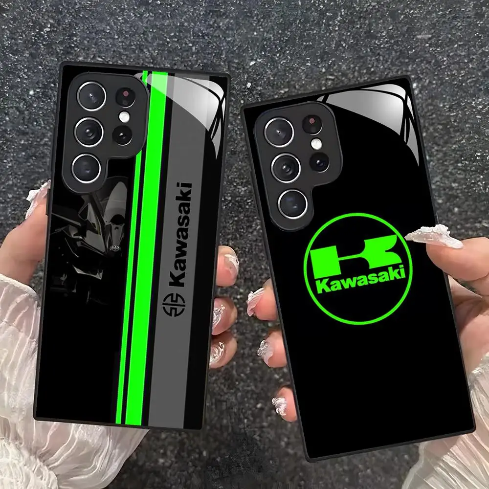 Hot motorcycle K-kawasakisES Phone Case For Samsung S26 S25 S24 S23 S22 S21 S20 Plus Ultra Note20 Tempered Glass Case