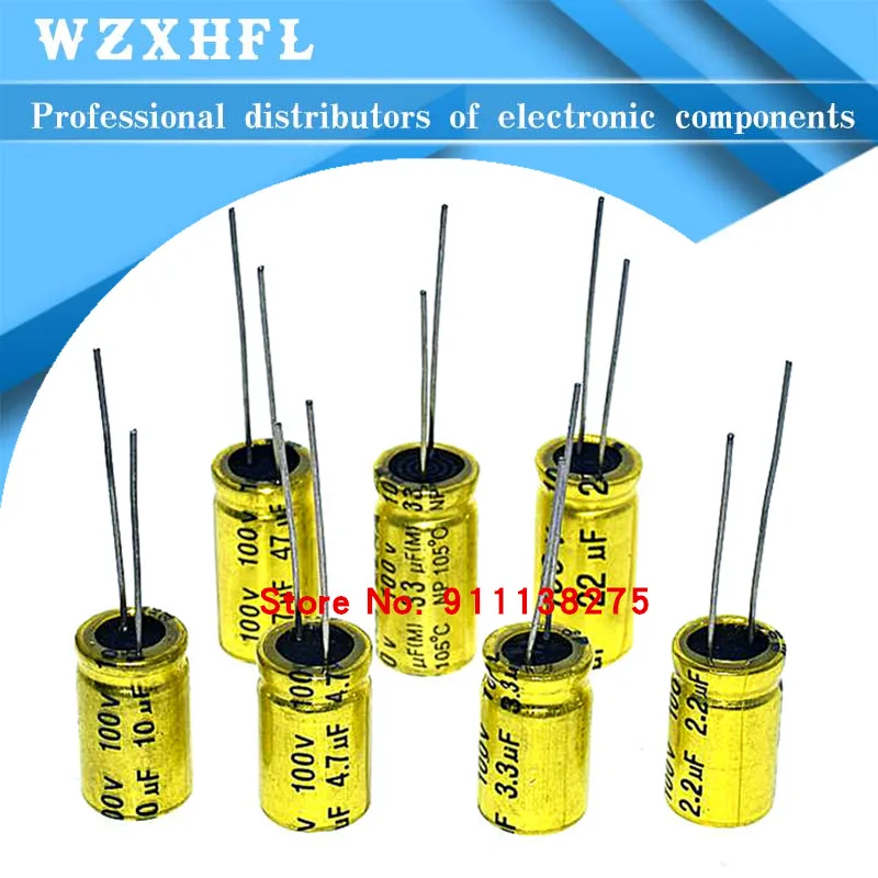 10pcs100v1.5/2.2/3.3U/4.7/6.8/10UF/15/22/33/47uf NP 8x12mm frequency division electrodeless NP electrolytic capacitor