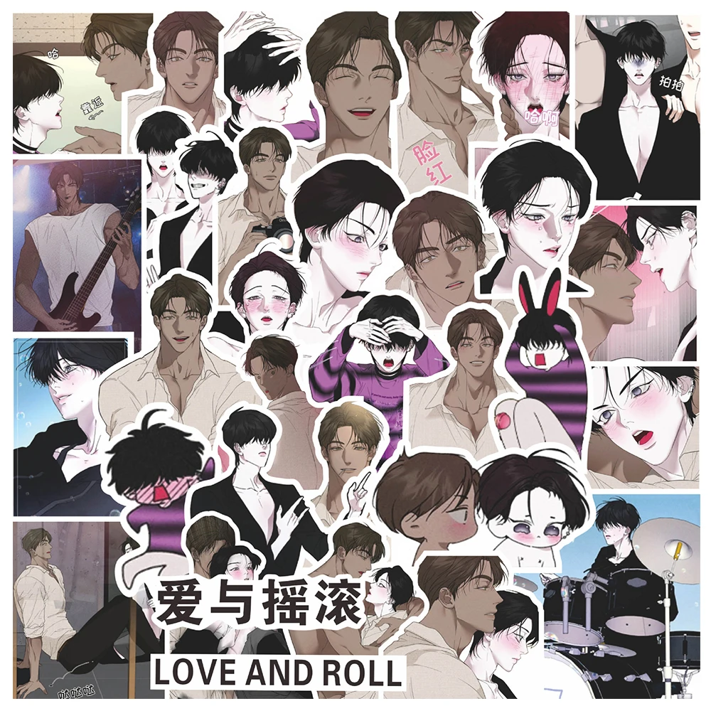 10/30/71Pcs Korean BL Anime  Love and Roll Stickers Cartoon Decals DIY Graffiti Laptop Stationery Diary Boys Lover Gift Sticker