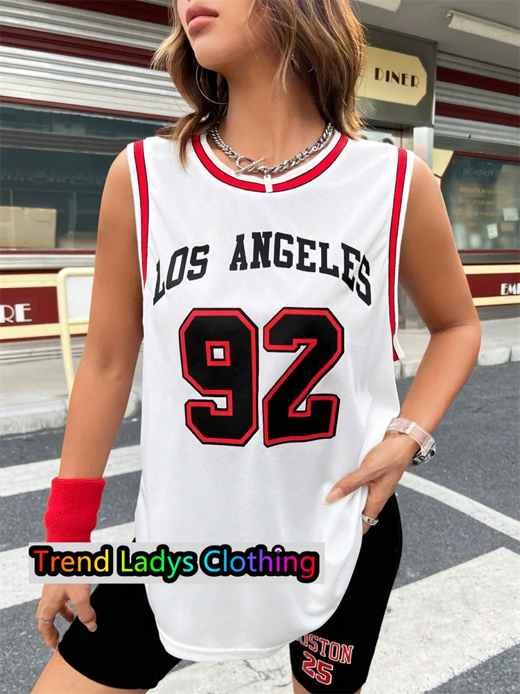 Los Angeles Number 92 Print Tank Top Summer Sleeveless Casual Top For Summer Sport Women Men Basketball Jersey Vest Training Top