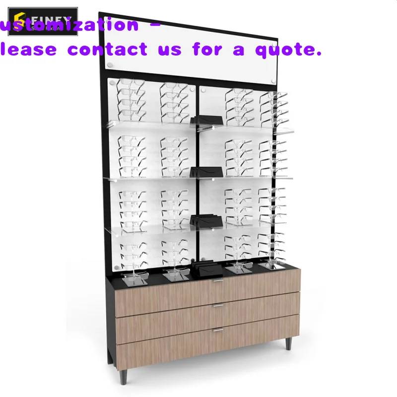 custom.Commercial Retail Display Floor Standing Rack Rotating Optical Store Shelves