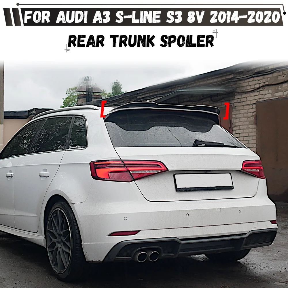 Rear Roof Lip Spoiler For Audi A3 S-Line S3 8V Sportback 2014-2020 Tail Wings Fixed Wind Spoiler Body kit Tuning