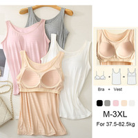 For 37-82kg Soft Modal Plus Size Tank Tops With Fixed Chest Pad For Women Integrated Wear-Free Underwear