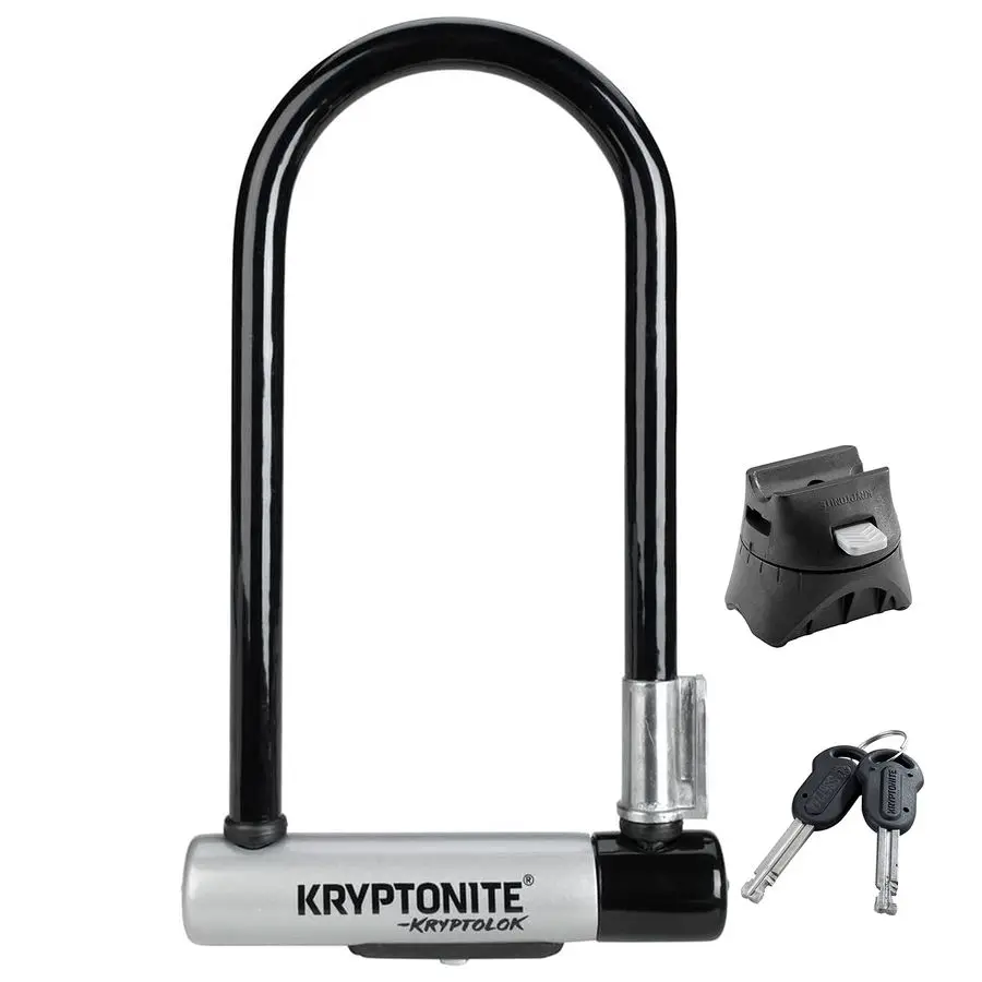 

Kryptolok Standard Bike ULock, Heavy Duty AntiTheft Bicycle U Lock, 12.7mm Shackle with Mounting Bracket and Keys, High Security