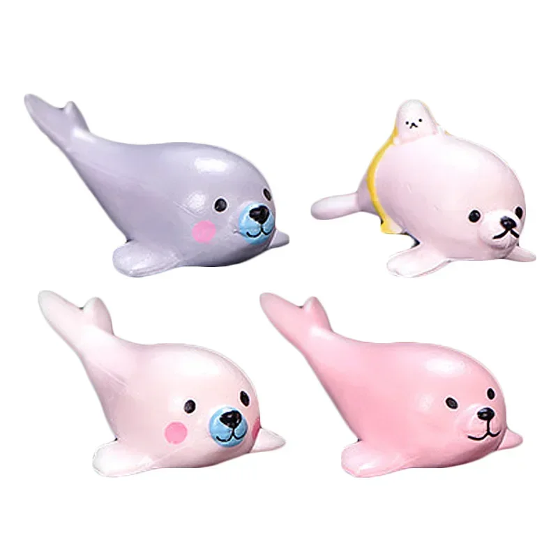 2PC Cute Seal Animal Miniature Fairy Garden Ornament DIY Glass Decor Small Stuff Figurine Statue Model Craft Home Decoration