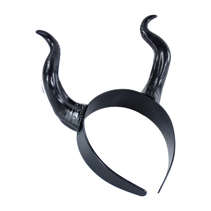 Black Queen Witch Demon Horns Headpiece Kids Adults Hairband Halloween Party Cosplay Props Costume Decor Witch Hair Accessories