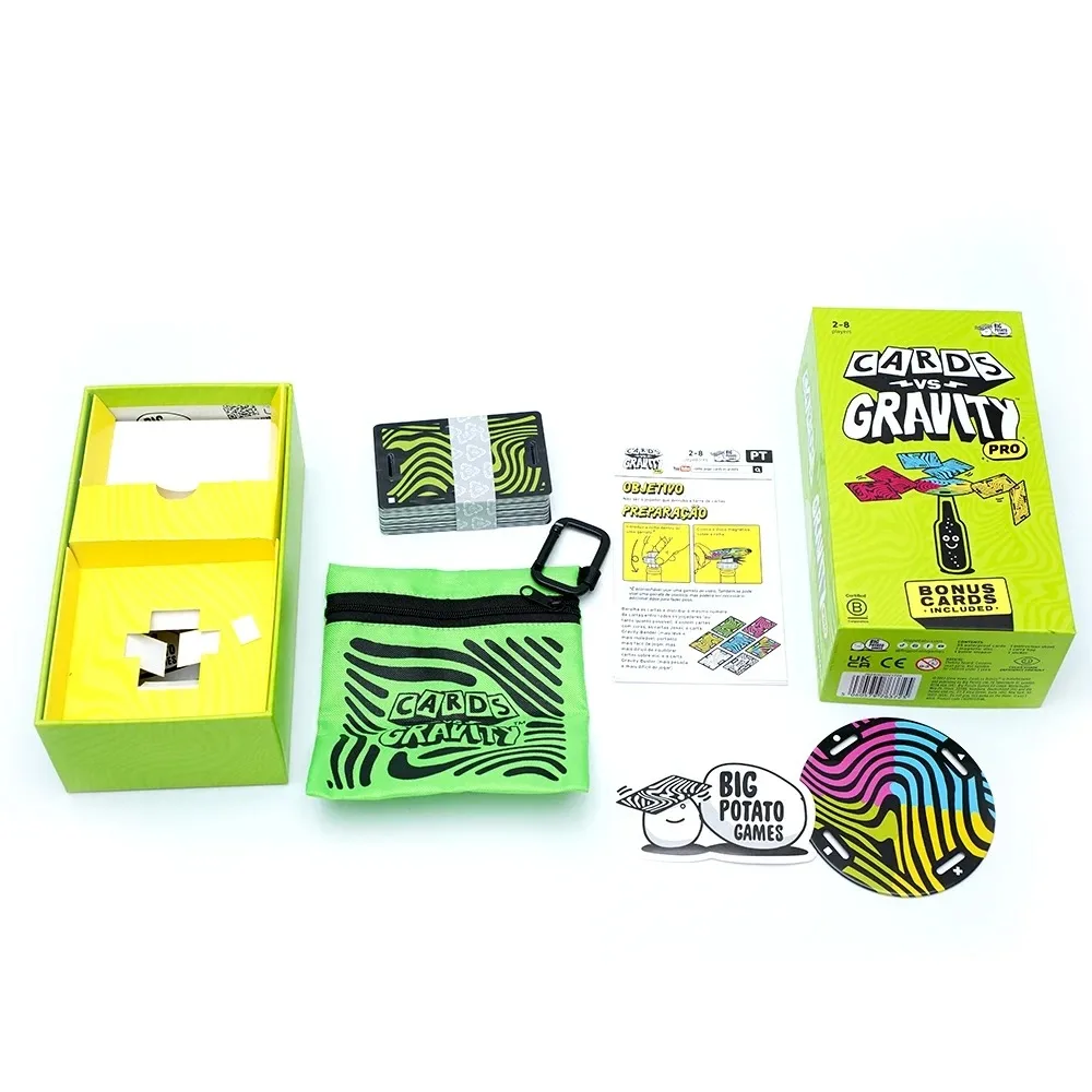 بطاقة البطاطس الكبيرة مقابل Gravity Pro The Gravity Defying Card Game فرحان موازنة تحدي الحفلات وبطاقة التجمعات العائلية