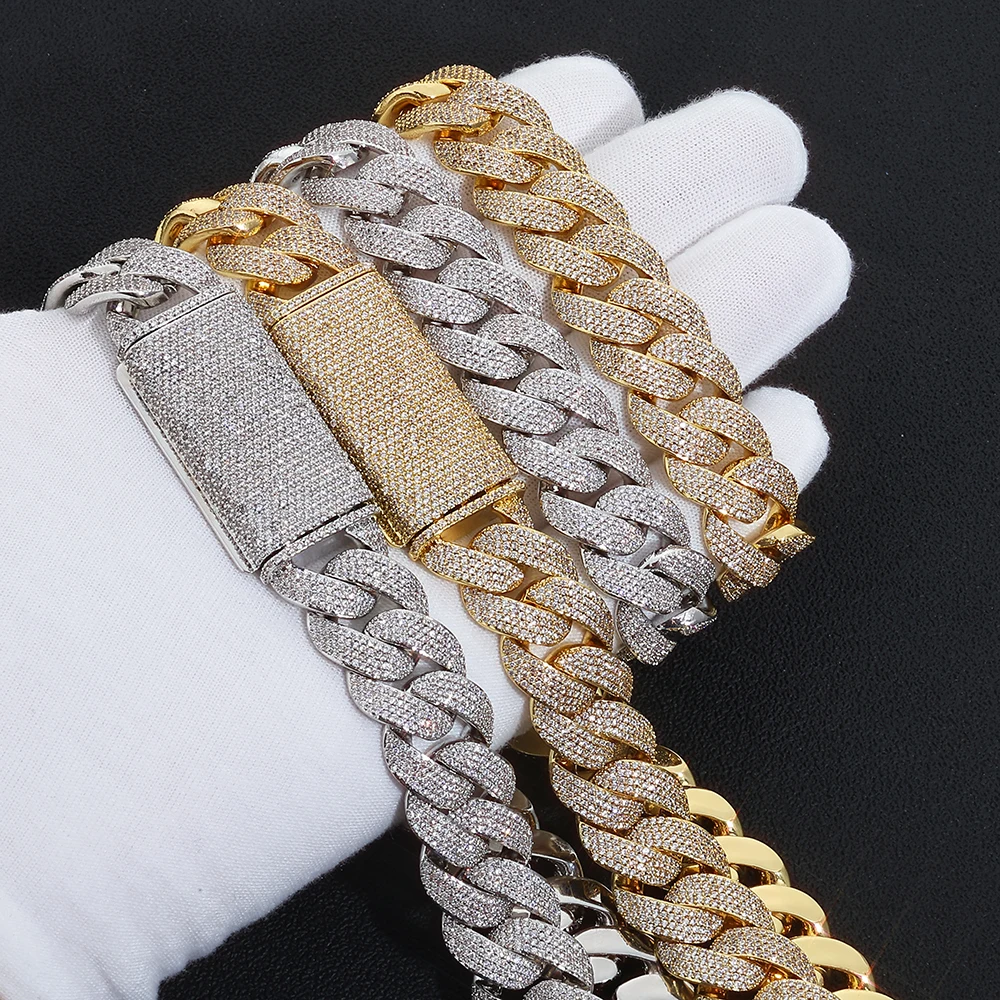 Fine 17.5mm Inlaid With 4 Row Bling Diamond Hip Hop Cuban Link Chain Brass Cubic Zirconia Iced Out Fashion Bracelet For Men Gift view 4
