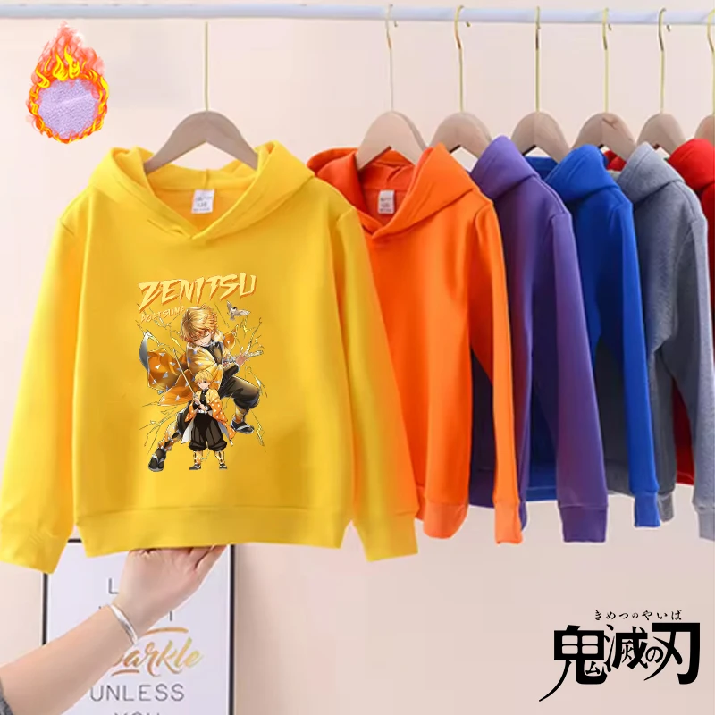 

New Demon Slayer Hoodie Kimetsu No Yaiba Cute Pullover Hoodies Boy Girl Anime Cartoon Sweatshirt Autumn Winter Warm Clothes Top