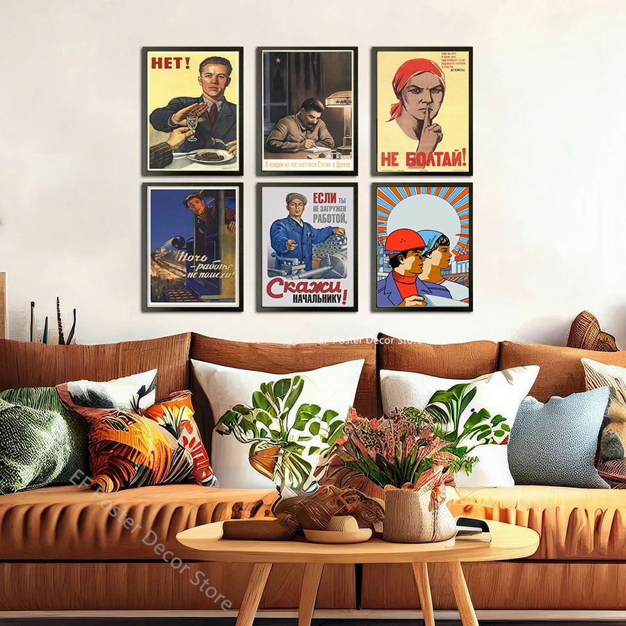 Russian Style Art Poster Stalin USSR CCCP Artwork Painting Aesthetic Prints Posters Home Decoration Room Office Dorm Wall Decors