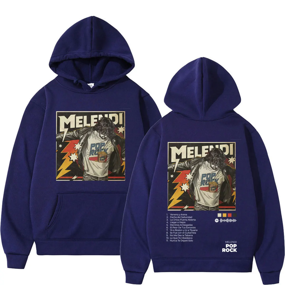 Rapper Melendi Pop Rock Album Tour 2026 Print Hoodie Herren Damen Hip-Hop Vintage Sweatshirt Langarm Locker Lässiger Pullover – Detail 3