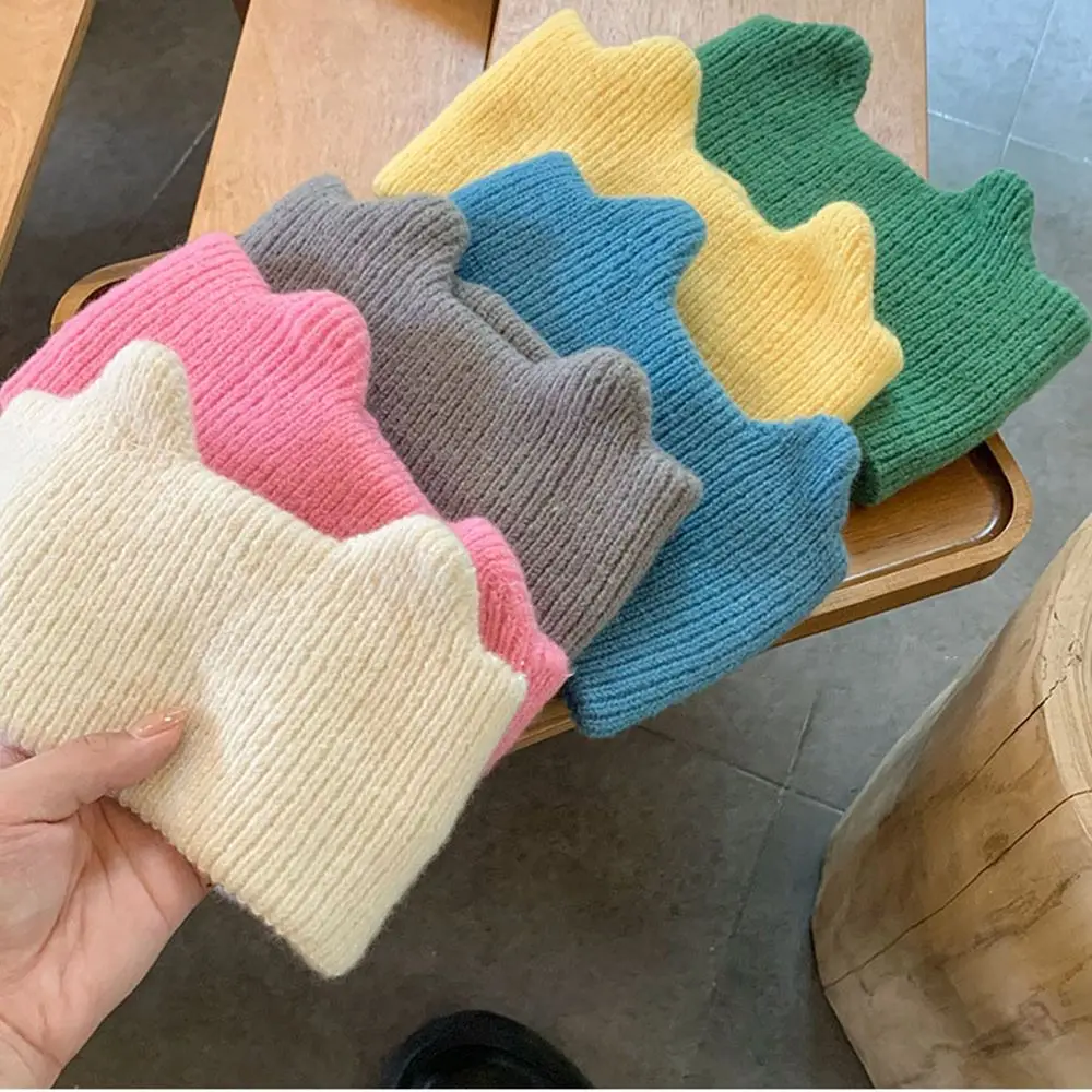 Cute Cat Ears Warm Knitted Headband Female Retro Face Wash Elastic Hair Bands Wide-brimmed Head Wrap