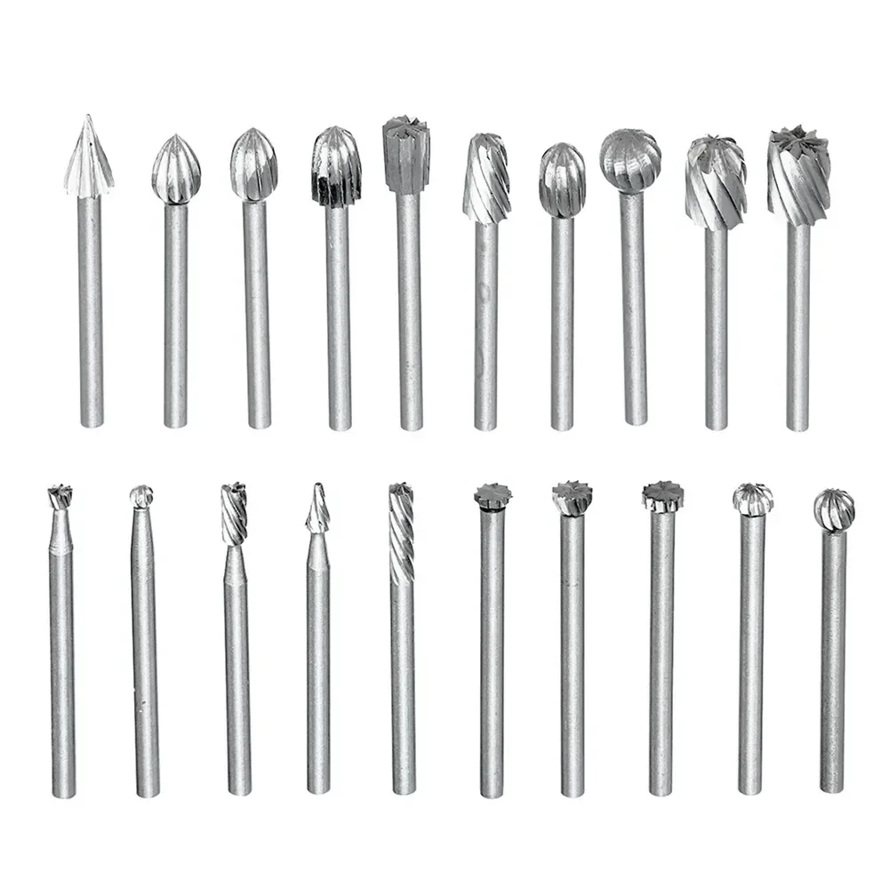 HSS Routing Router Bits Rotary Carving Carved Knife Rotary Tools Engraving Wood Working Used 20Pcs 3mm for Dremel Cutter Tool