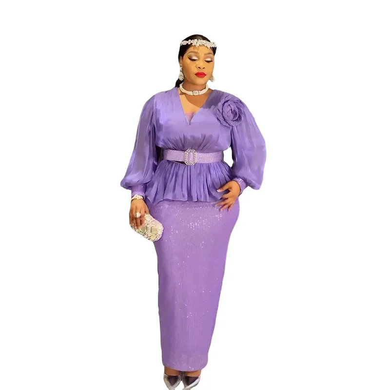 فساتين أفريقية أنيقة للنساء فساتين حفلات الزفاف التقليدية المطرزة بازان Dashiki الأزواج الأفريقيين مطابقة الملابس