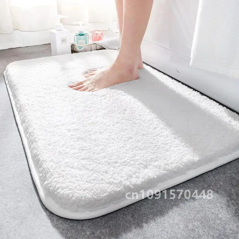 Super Thick Fluff Fiber Bath Mats Comfortable and Soft Bathroom Carpet Non-slip Absorbent Rug Foot Mat Shower Room Doormat