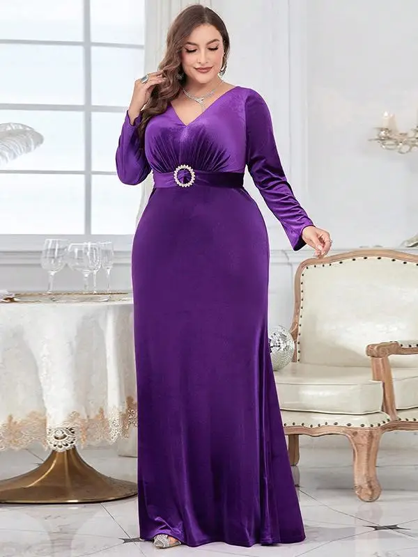 

Sexy Long Sve V-Ne Evening Dr New Sle Cross-Border Women's Bodycon Skirt Dr for Par Polyester Fiber 00%