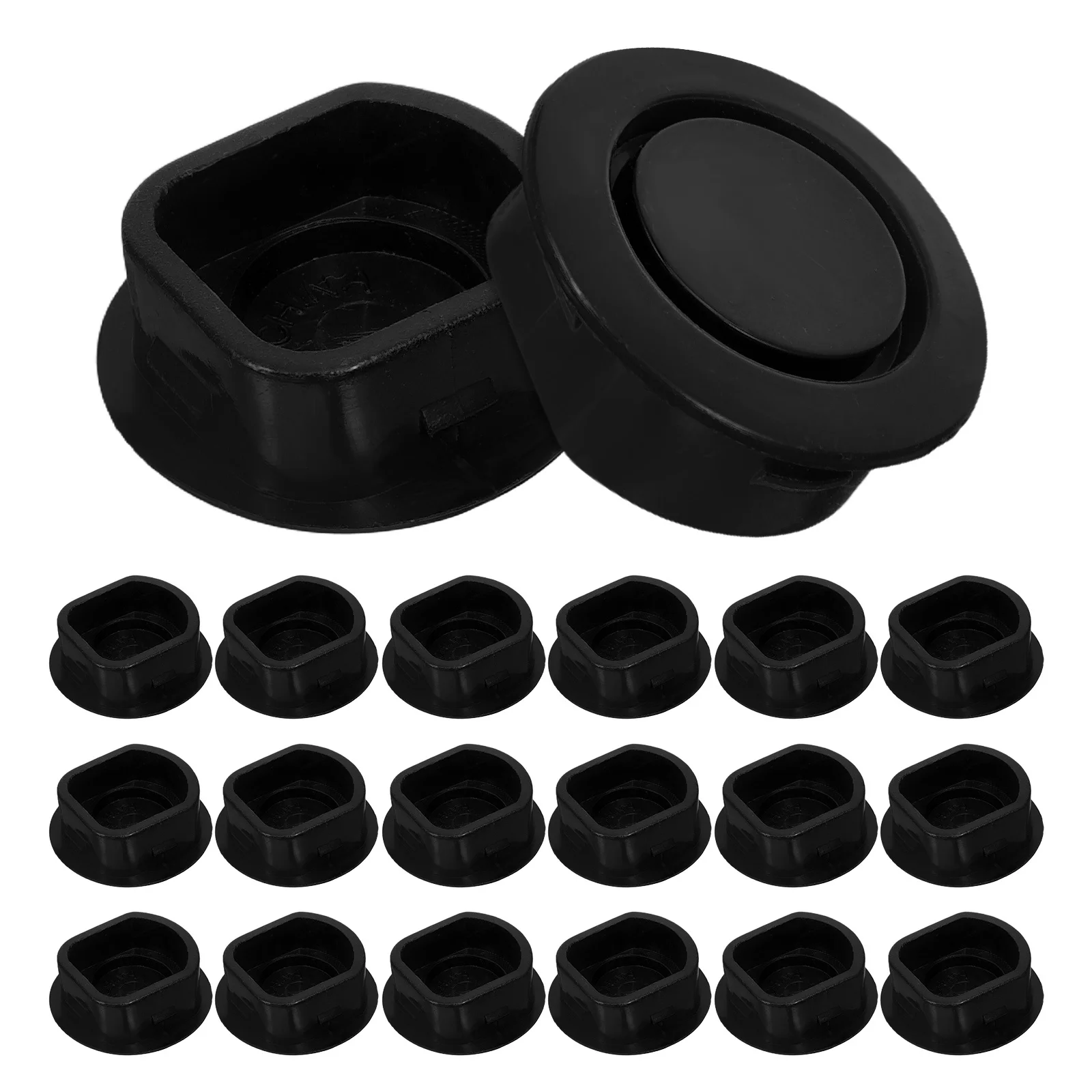 24 pçs auto pára-choques buraco cobre universal apto para carros suvs caminhões plástico durável à prova de poeira amortecedor dianteiro traseiro preto