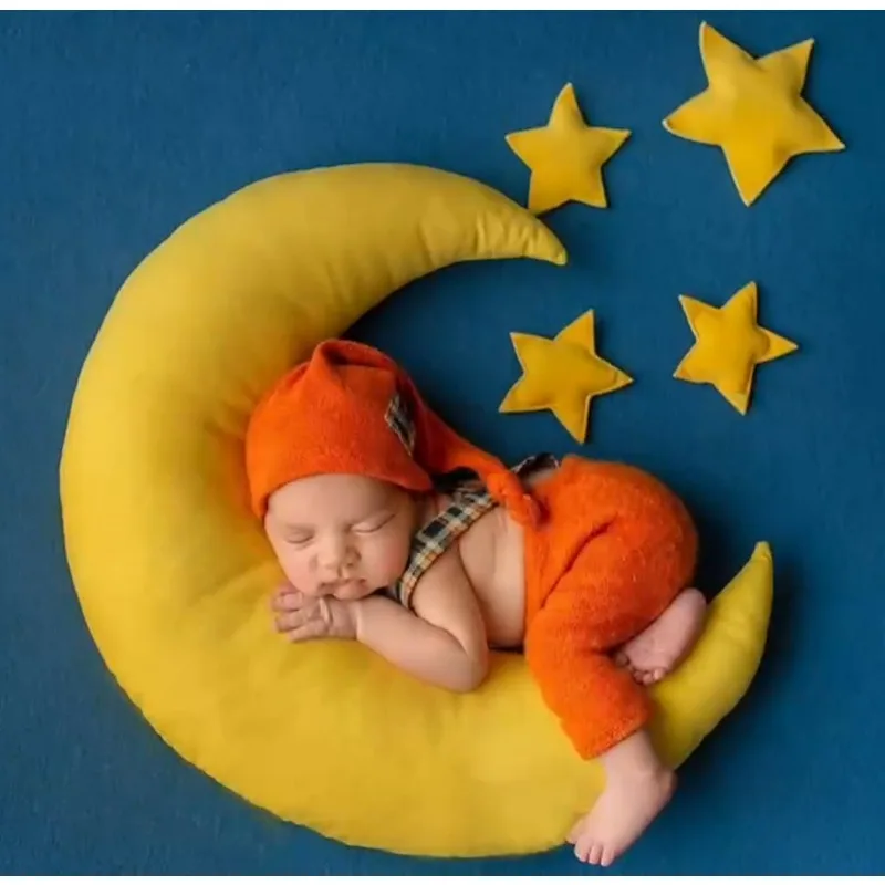 ベビームーンスターピロー新生児ポーズ枕-写真撮影プロップ幼児写真撮影サポート安全ポータブルクッションスタジオホーム用