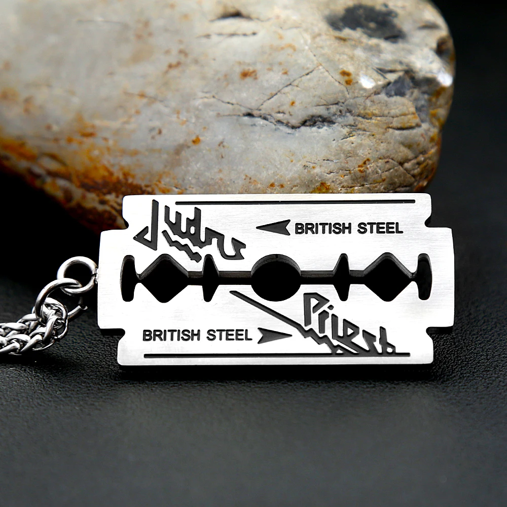 Fashion Hip Hop Music Band Judas Priest Necklace Stainless Steel Razor Shape Pendant For Men Women Jewelry Gift Dropshipping