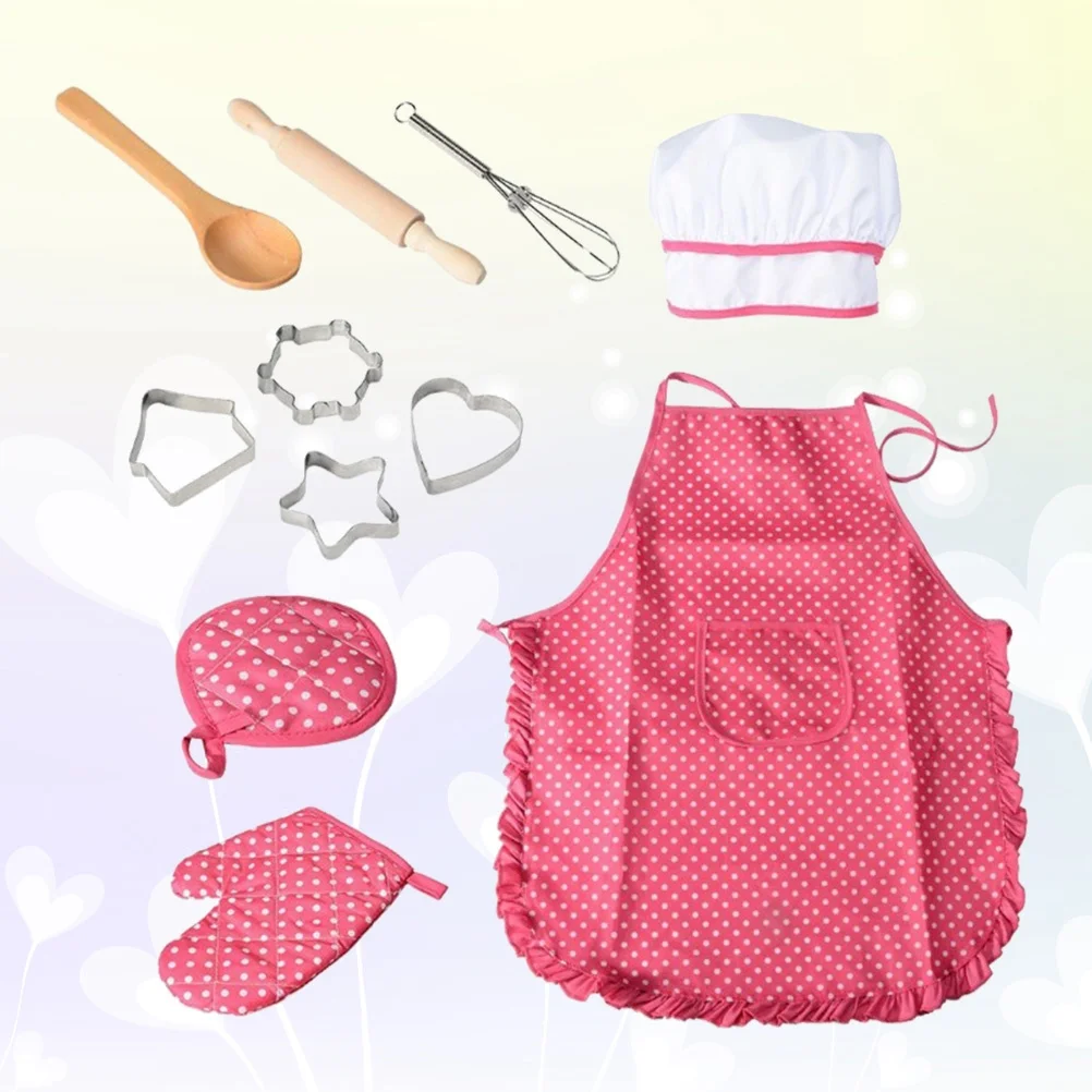 Ensemble de tabliers pour enfants, 11 pièces, outils de cuisine, jouets pour tout-petits filles, gants de cuisine, ustensiles, cadeau de jeu