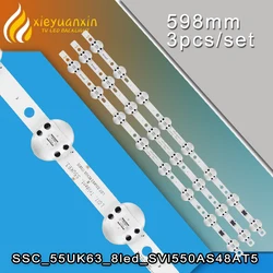 3Pcs/set 55inch 598mm LED Backlight Strip for LIG 55in 8LED 6V 2W UK63 55UK6400PLF 55UK6300PLB 55UM7600PLA 55UM7000PLC 5UM7660PL