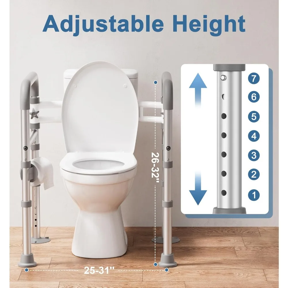 Rieles de seguridad para inodoro para personas mayores, marco de seguridad para inodoro ajustable eligible FSA HSA con asas para personas mayores y discapacitadas, 350 libras