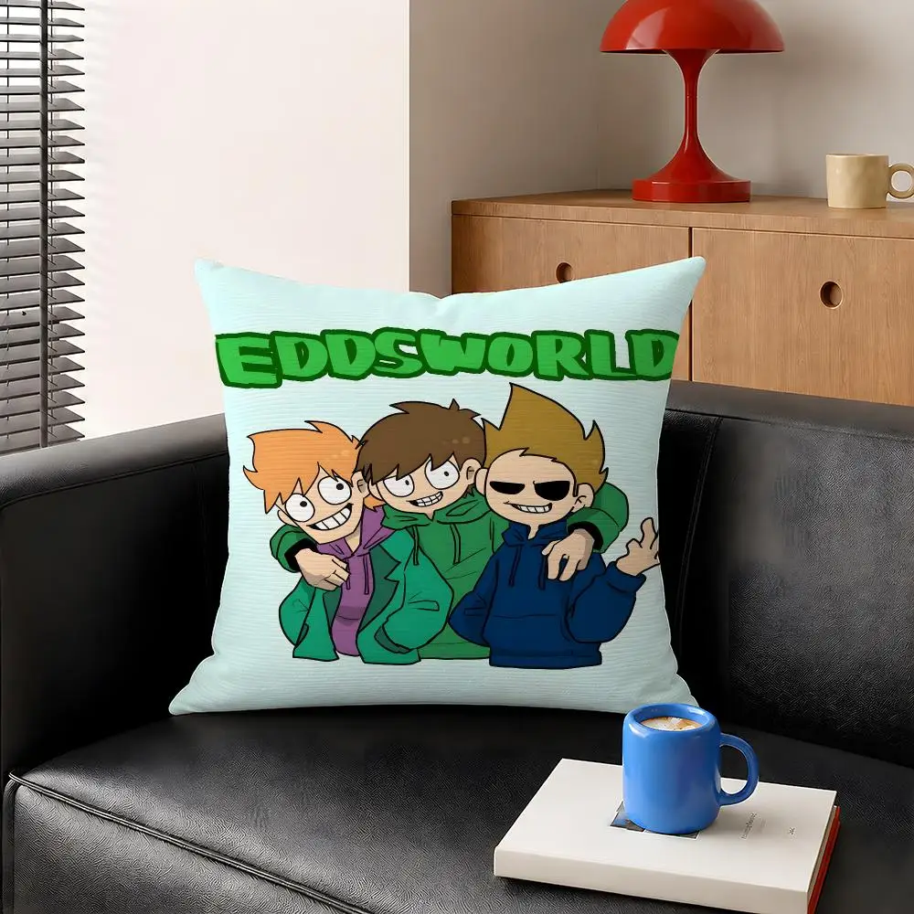 Cartoon Eddsworld Edd Tom Tord Matt Cushion Cover Decorative Pillowcase Soft Short Plush Cozy Durable Sofa Home Decor Items Gift