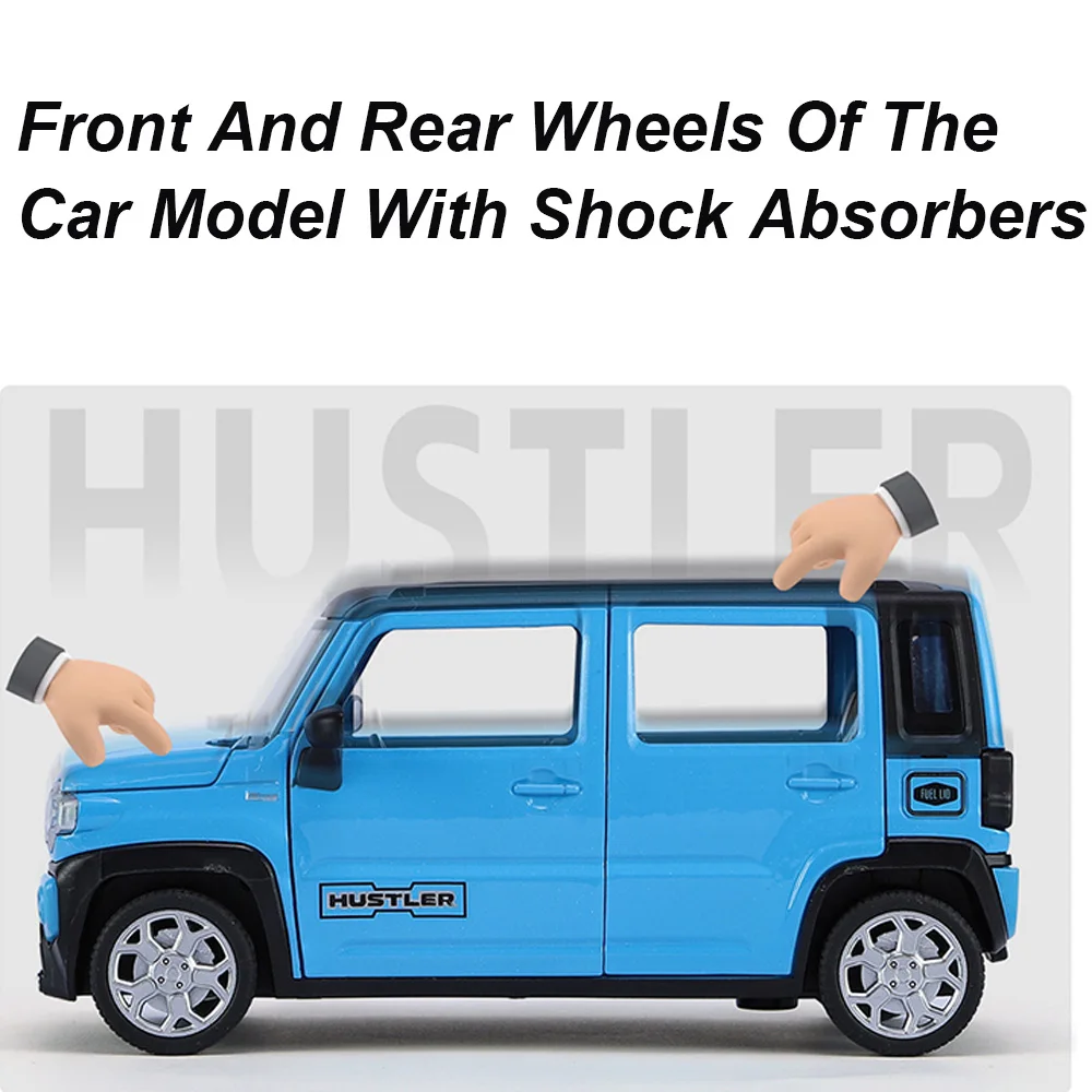 1/22 Suzuki Hustler Toy Car Model Alloy Diecast with Sound and Light Rear Wheel Pull Back Vehicle Models Children\'s Day Gifts