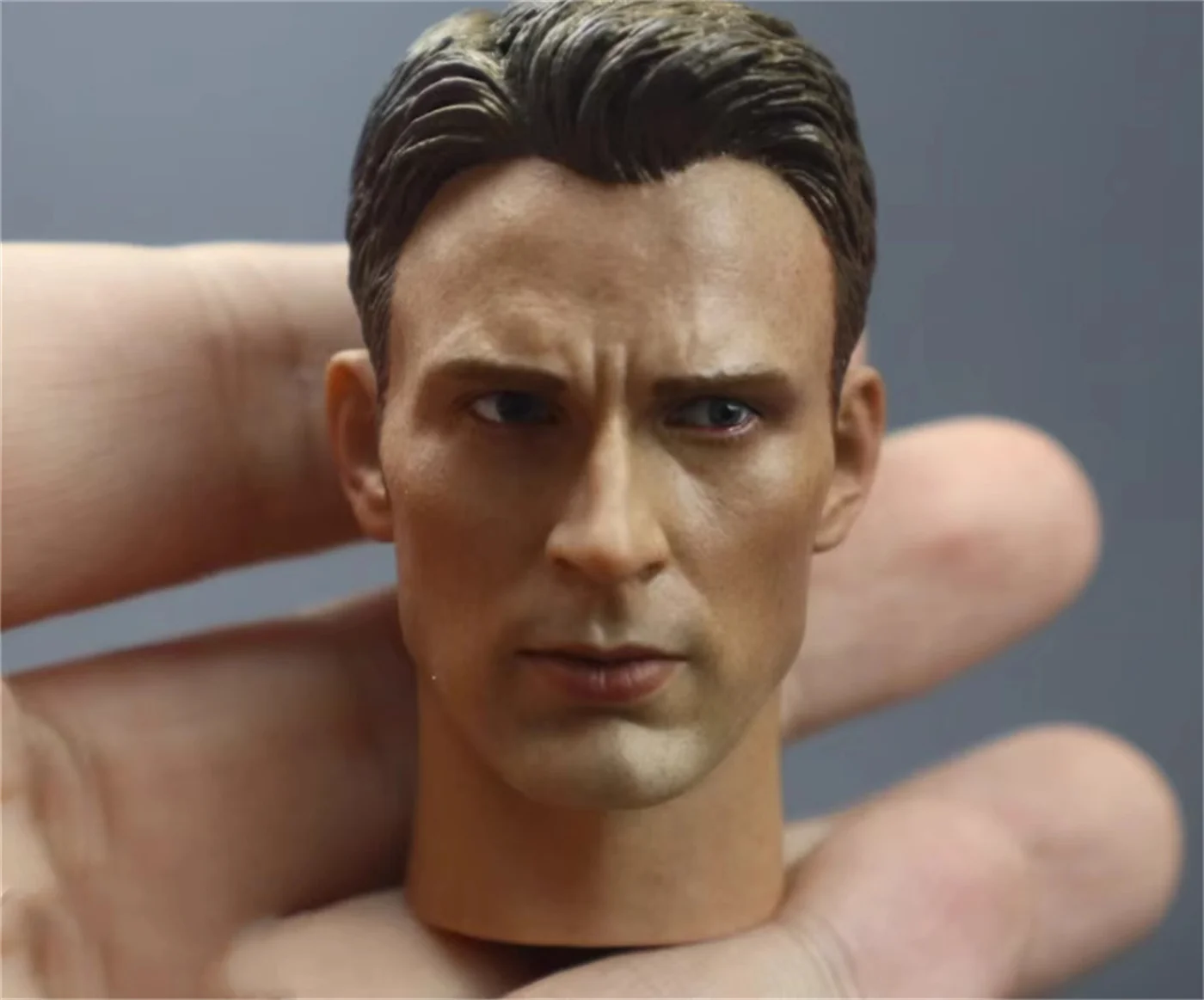 1/6 Steeve Chris Evans Head Sculpt Carving Long Neck Anime Model Fit 12'' Male Soldier Action Figure Body Dolls Model