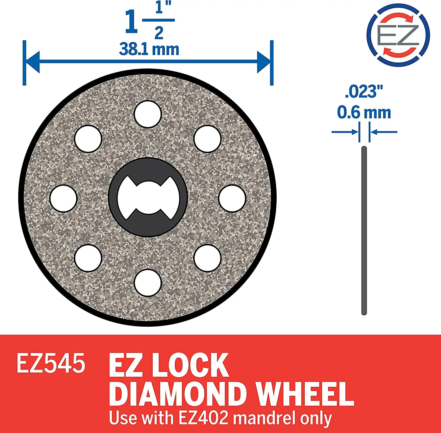 Dremel EZ545 1-1/2-Inch EZ Lock Diamond Wheels Diameter Fiberglass Reinforced Grinding Cut-Off Rotary Tool Cutting Accessories