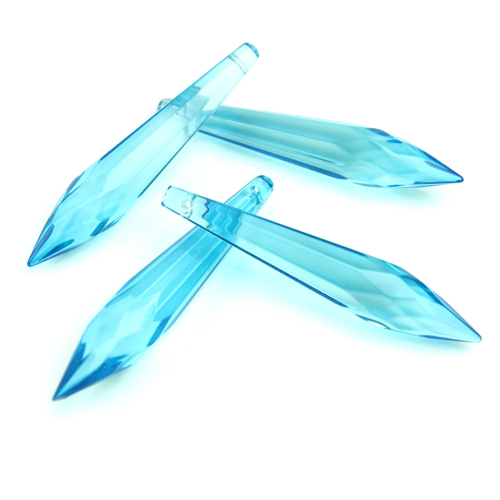 38mm/63mm/76mm Glass Icicle Chandelier Drops Aquamarine Crystal Chandelier Parts Crystal Prism Drop Pendant