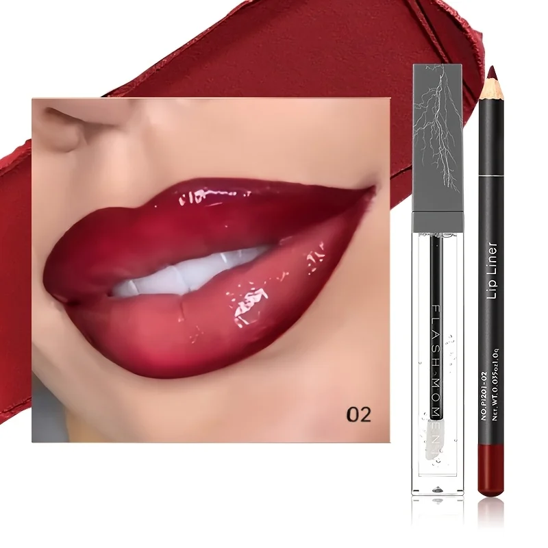 Hydraterende Lip Makeup Duo Set - Geïnfuseerde Lip Liner & Transparante Lipolie - Veelzijdige, langdurige Lip Contouring Pasta Kit