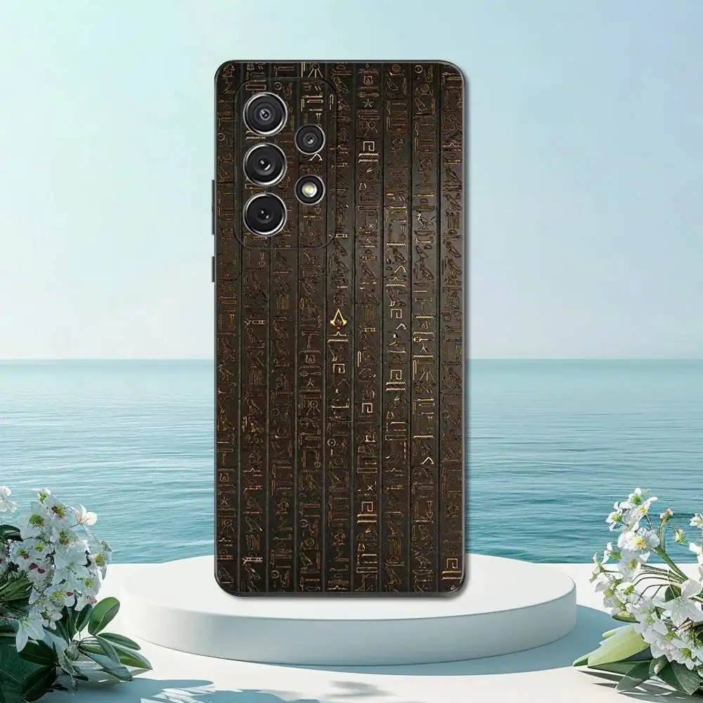Ancient Hieroglyphics Egypt Phone Case For Samsung S22,S21,S20,S10,S9,S25,S24,S23,Ultra,FE,Plus,Lite,Soft Silicone Black Cover