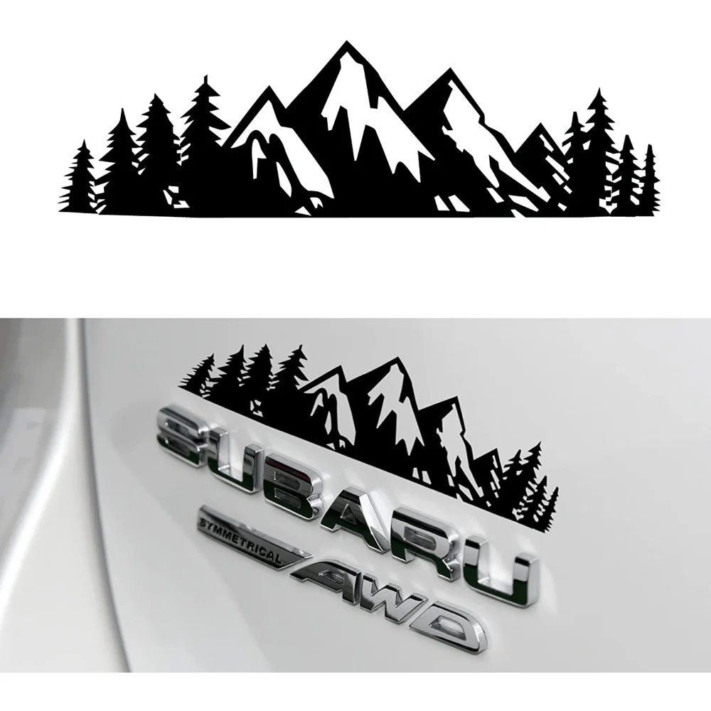 Mountain Tree Car Sticker Self Adhesive Matte Vinyl Decal for Vehicle Exterior Trunk Plastic Wood Glass Metal Surfaces