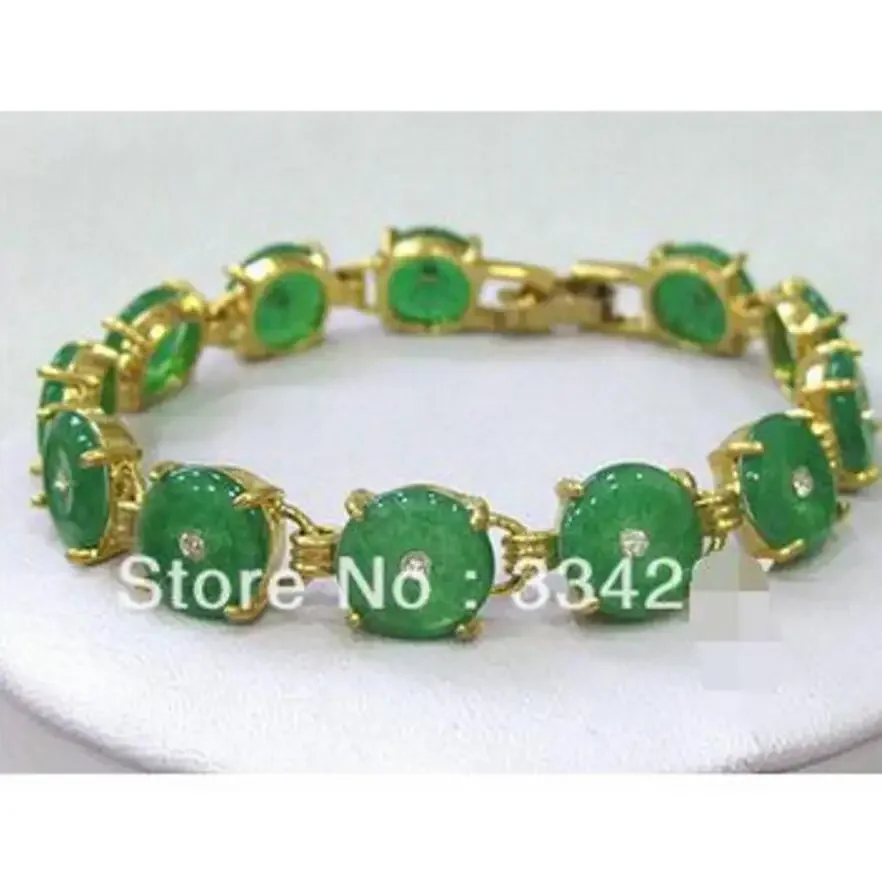 2 colors CHOICE ! lady's exquisite green stone bead 18KGP bracelet