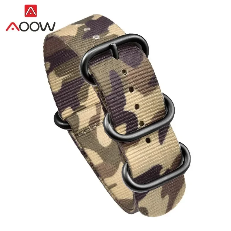 Durable Nylon Strap 20mm 22mm Stainless Steel Ring Buckle Camo Military Men Replacement Bracelet Watch Band Accessories